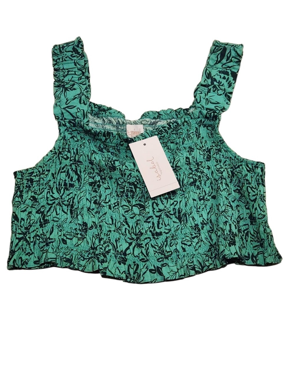 Isabel Marant XXL Green Floral Smocked Crop Maternity Top